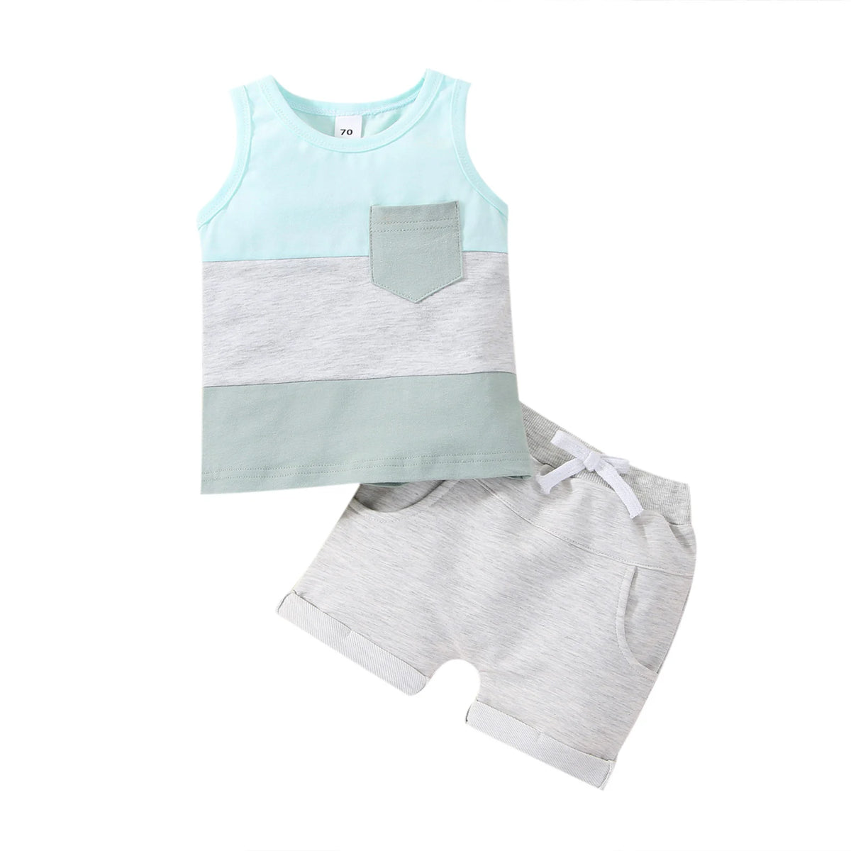 Infant Baby Jungen 2PCS Hosen Anzug, Sleeveless Patchwork Crew Tank Tees + Weiß Straps Kurze Hosen, kleinkind Jungen Casual Outfit