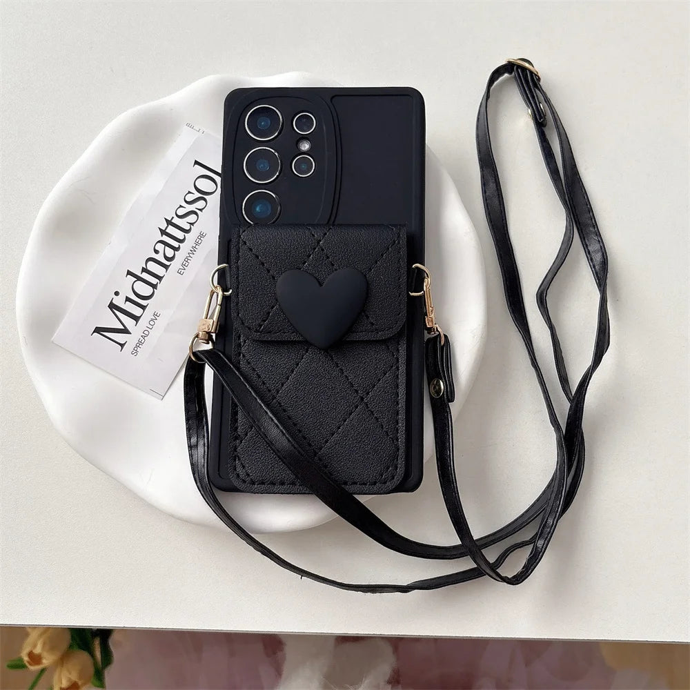 Crossbody Niedliche Brieftasche Kartenhalter Handyhülle für Samsung S25 Ultra S24 S21 FE S23 S22 Plus A54 A55 A35 A25 A15 A06 A16 A56 A36