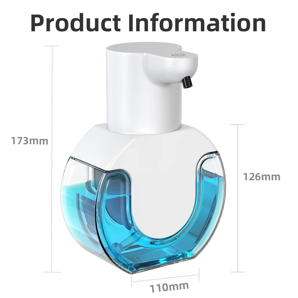 420ML P10 Seifenspender mit großer Kapazität, Lichtanzeige, für den Schreibtisch oder Wandmontage, wasserdicht, USB-wiederaufladbar, automatischer Smart-Sensor-Seifenspender.