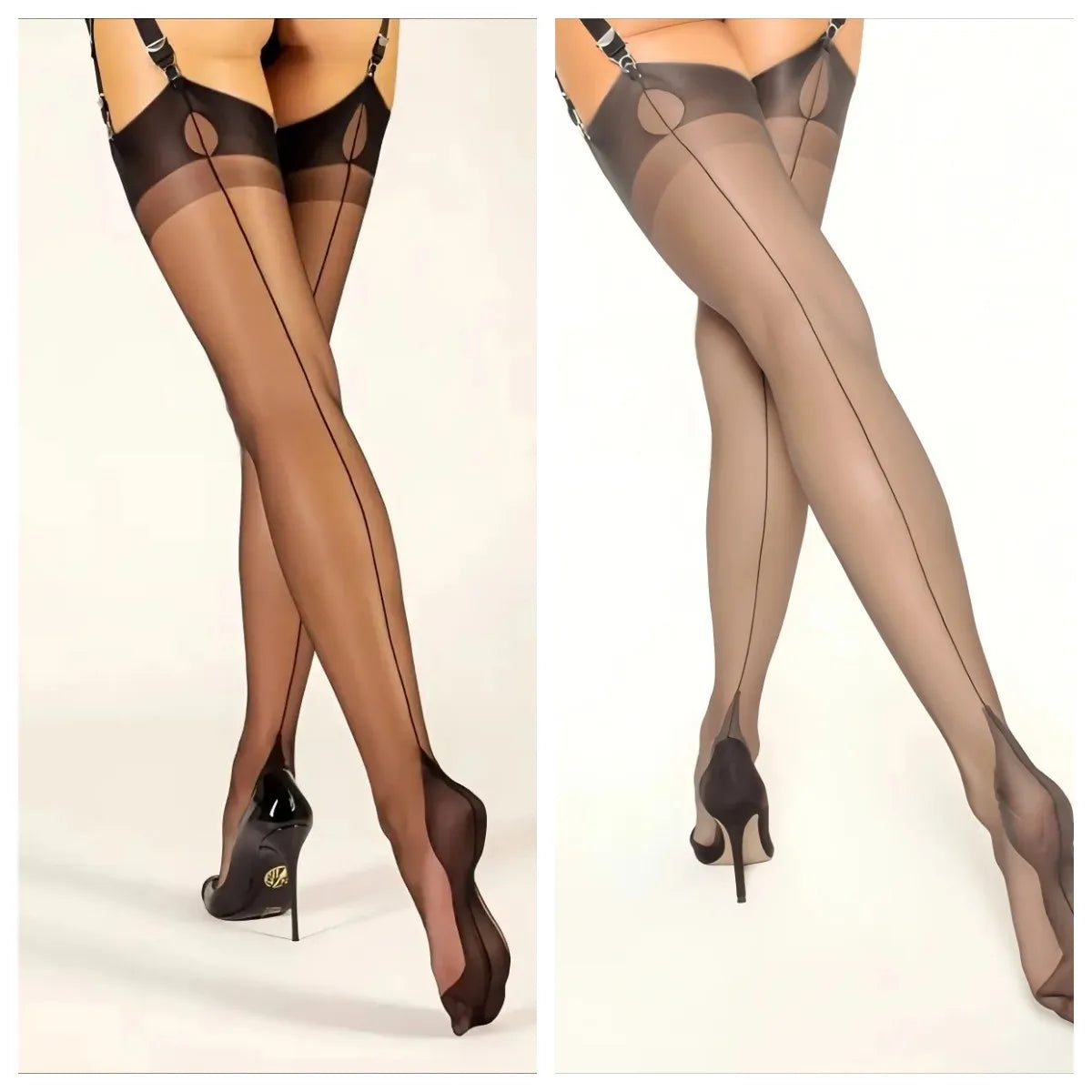Luxuriöse Polyamid 80% Overknee-Strümpfe für Damen, 8 Denier, Einfarbig, Strickstoff, Rückennaht, Elegant & Sexy