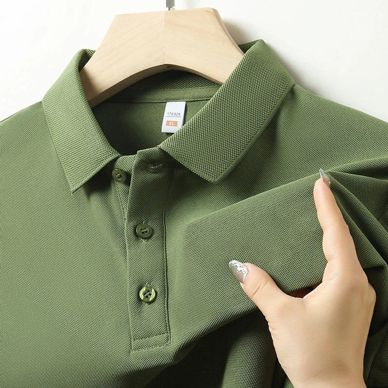 Herren-Poloshirt, einfarbig, lässig, modisch, kurzärmelig, Sommer, bequemes Oberteil für Business und Freizeit