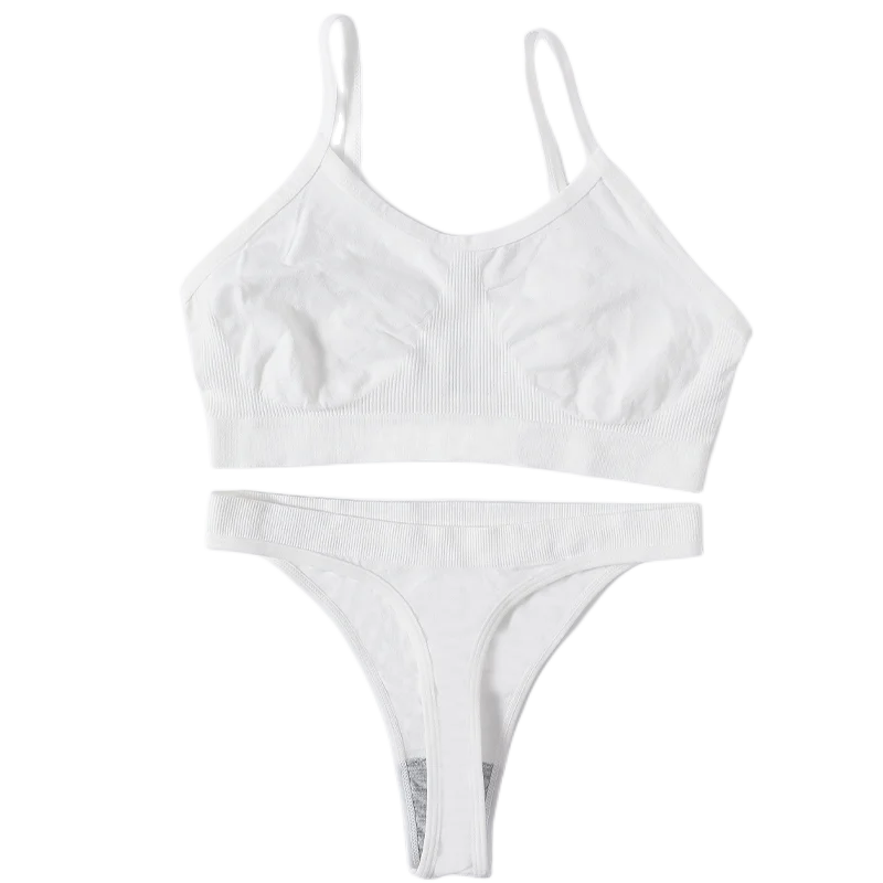 Frauen Nahtlose Bh Set Push-Up Sport-Bh Weibliche Unterwäsche Set Niedrigen Taille Thongs Draht Freies Weiche Crop Top Sexy Mädchen Dessous Set