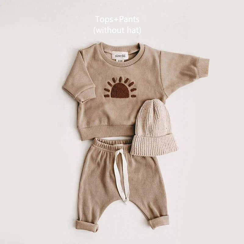 2024 neugeborenen Baby Anzüge Jungen Mädchen Outfits Herbst Babys Kleidung Kleiner Junge Pullover + Hosen Kinder Sets Baby Kleidung