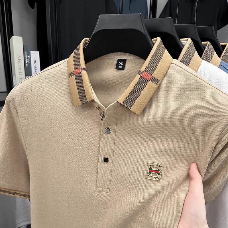 Bestseller Marke Sommer Neu 100% Reine Baumwolle Komfortables Poloshirt Modisches Herren-Klassiker mit Buchstaben-Emblem Lässiges Kurzarm-Shirt