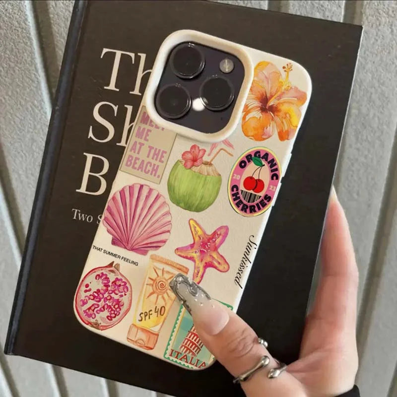 Handyhülle mit Kokosnuss-Blumenmuster für iPhone 17 16 15 14 Pro 13 12 11 Max Plus XR X XS 17 Air 16E, stoßfeste, weiche Silikonhülle