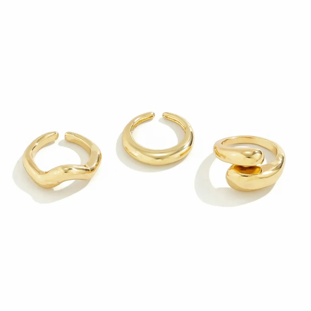 3Pcs Trendy Kreative Geometrische Welle Geformt Ring Set für Frauen Design Unregelmäßige Einstellbare Offenen Ring Finger Schmuck Zubehör