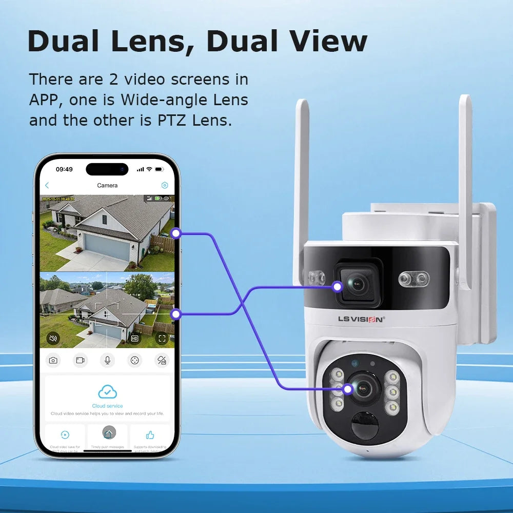 LS VISION Outdoor-Überwachungskamera, WLAN-Überwachungskameras, 4G, 24/7 Aufnahme, AOV + PIR, Menschenerkennung, automatische Verfolgung, UBOX Pro