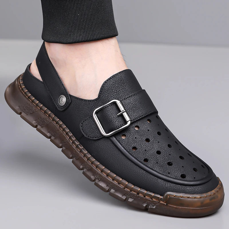 Modische Herren-Hohlschuhe, atmungsaktive Cut-Out-Schuhe für den Sommer, rutschfeste Fahrerschuhe für den Außenbereich-XH608