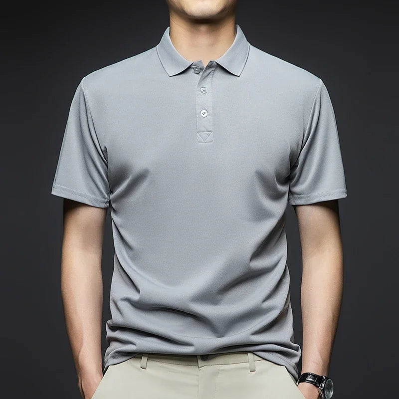 Modisches, solides Kurzarm-Poloshirt für Herren, Sommer, atmungsaktiv, bequem