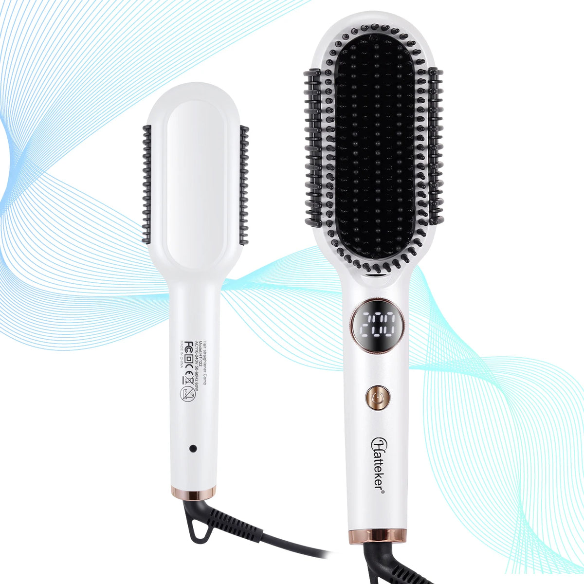 Hatteker Multi-Setting Haar-Styling-Kamm, einstellbare Temperatur, voluminöse Glättung/Curling-Bürste, Haarglätter-Kamm
