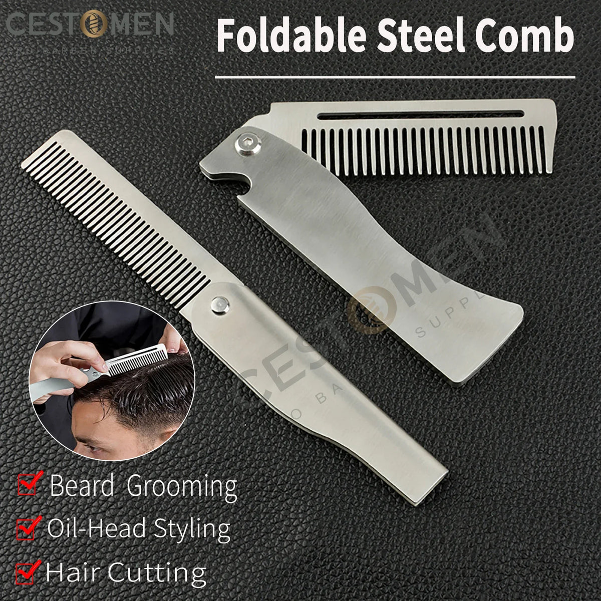 Neue Type1/2PCS Tragbare Stahl Kämme Falten Tasche Bart Kämme Für Männer Öl Kopf Haar Styling Kamm Salon barber Werkzeuge Für Haarschnitt