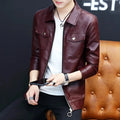 Herren Biker-Lederjacke Herbst Winter Stehkragen Fleece-gefütterte Oberbekleidung Lässiger Stil Kunstleder und Mischleder Mantel