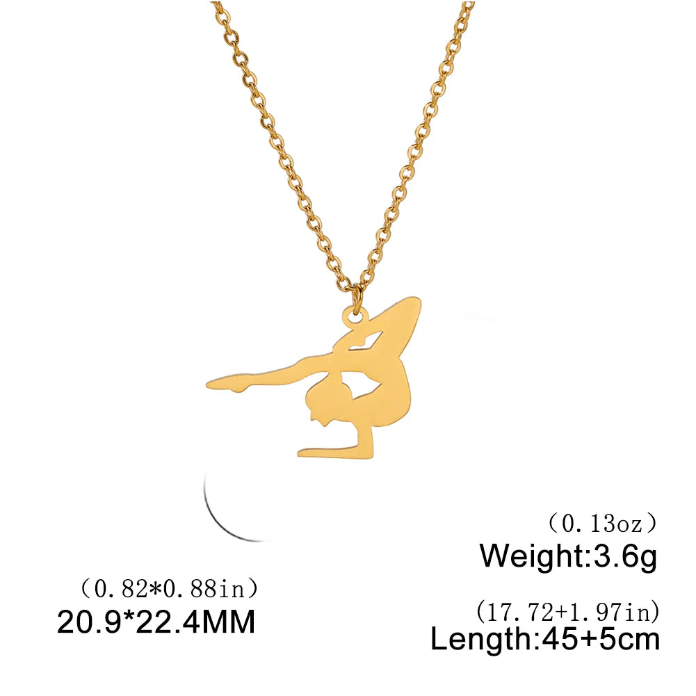 Amaxer Edelstahl Sport Sportler Künstlerische Gymnastik Halskette Für Frauen Anhänger Halsband Team Schmuck Geschenk