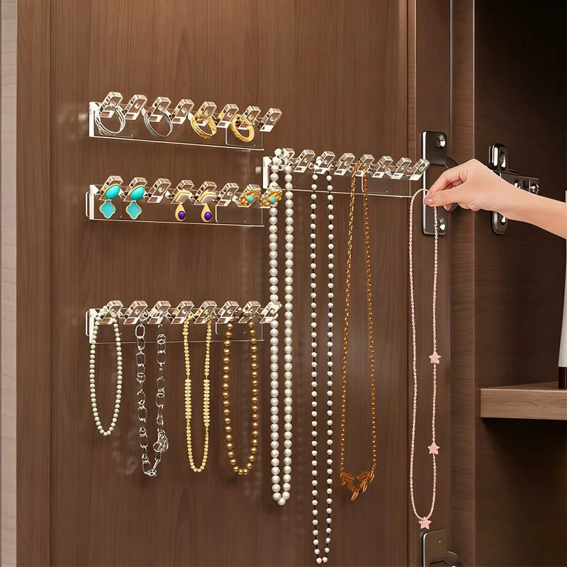 3/6 Stück selbstklebender Halsketten-Organizer, platzsparender multifunktionaler Schmuck-Organizer, Halskettenhalter zur Wandmontage