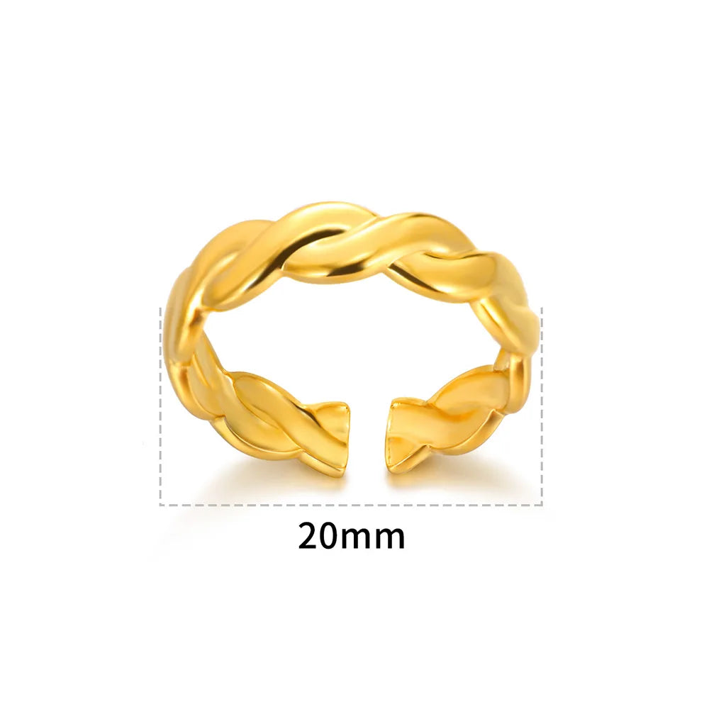 Edelstahl Ringe für Frauen Gold Farbe Unregelmäßige Geometrische Offenen Ring Vintage Wasserdicht Hochzeit Schmuck Teil Zubehör Gif