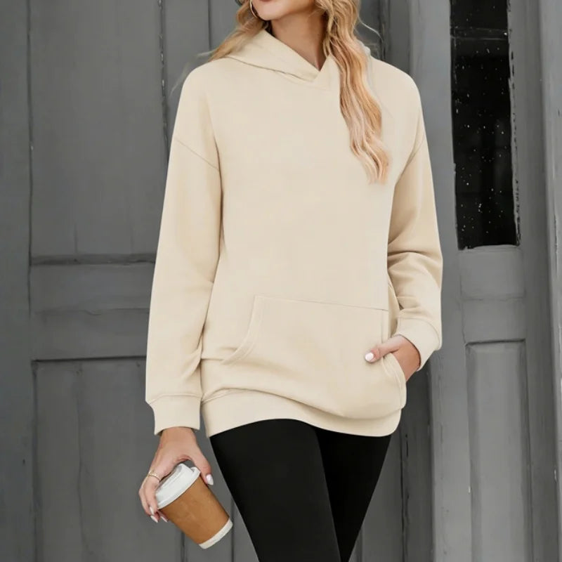 2026 NEU Damen Kapuzenpullover Locker Lässiger Sweatshirt mit Fallschulter-Ärmeln Frühling Herbst Outdoor Damen-Sweatshirt