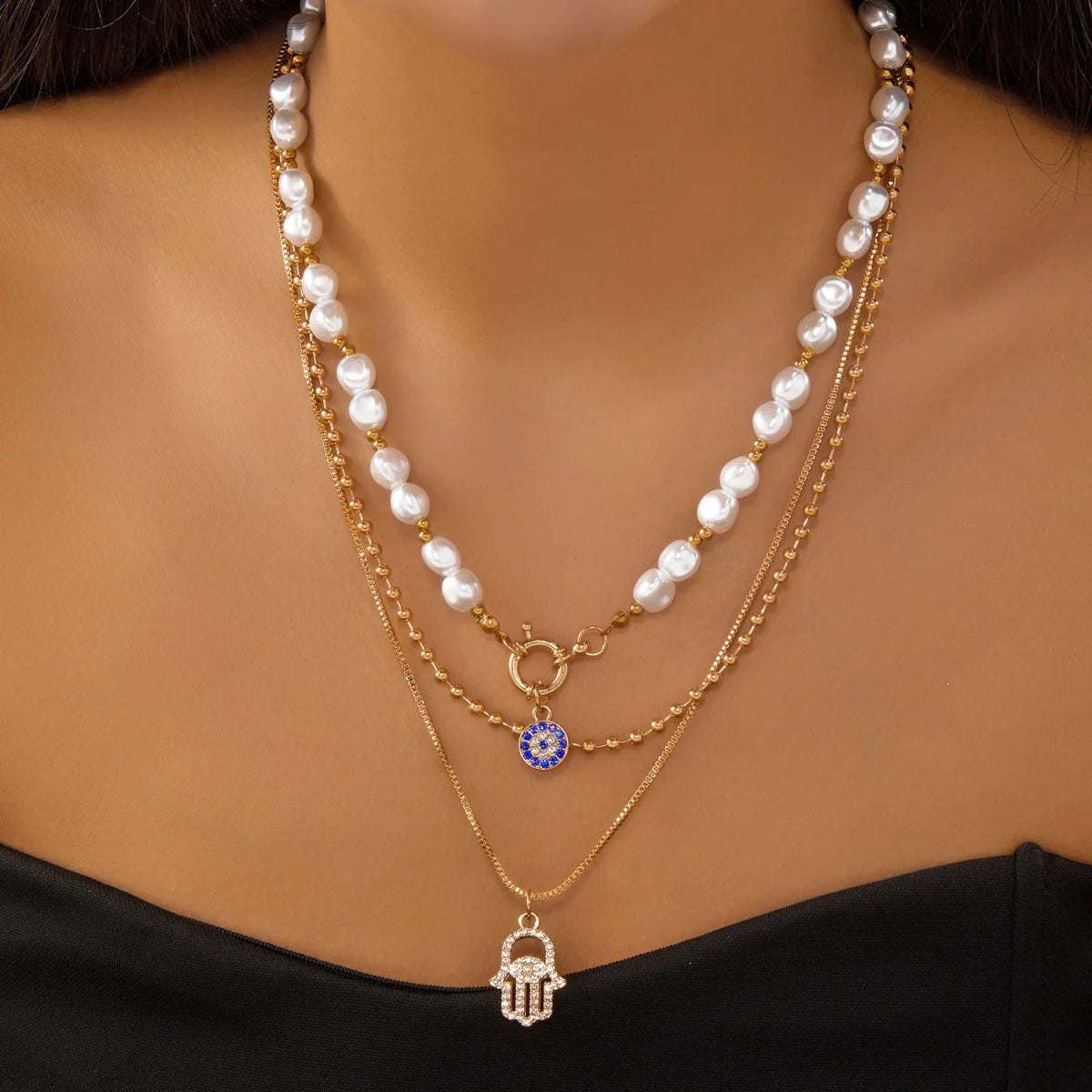 Glücksbringer Doppelschichtige Zirkon Böser Blick Halsketten für Damen und Herren Türkisches Auge Anhänger Halskette Party Schmuck Geschenk