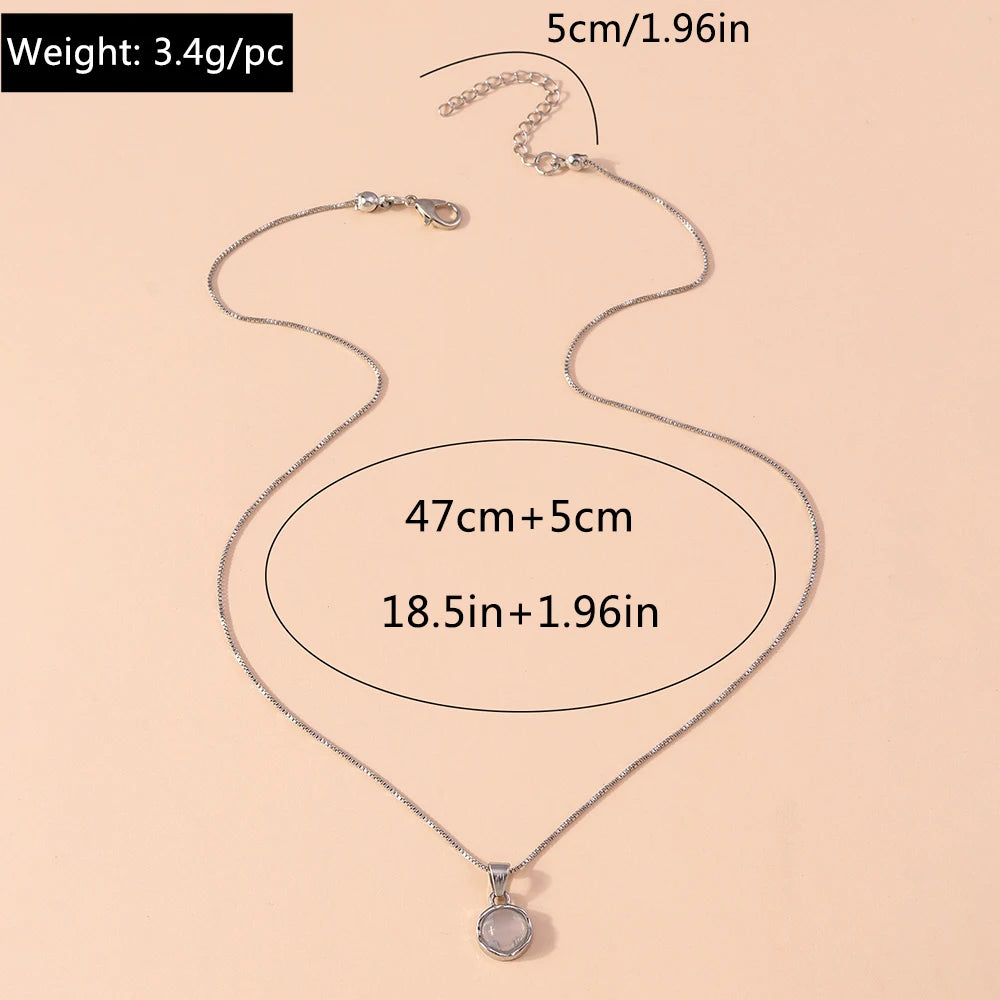 Aihua Mode Minimalistische Runde Opal Anhänger Halskette für Frauen Geometrische Schlüsselbein Ästhetische Kette Sommer Schmuck Zubehör