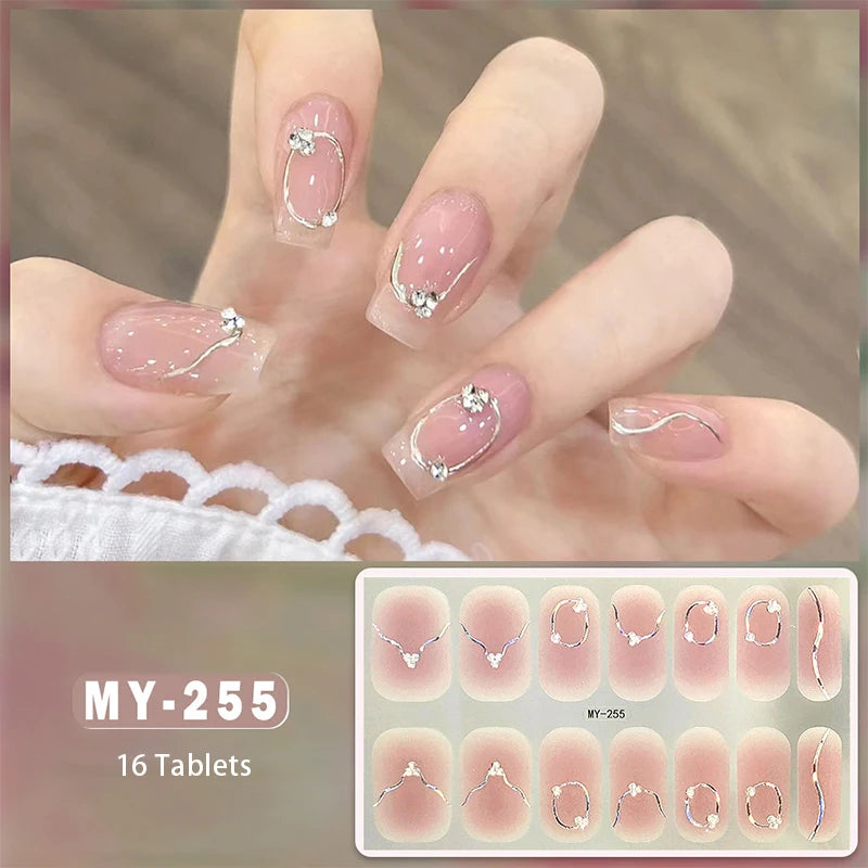 Roter Farbverlauf, backfreie Nagelaufkleber, langlebige Nagelstreifen, Patch-Schieber, vollständiger Abdeckungsaufkleber, selbstklebend, einfache Vollwickel