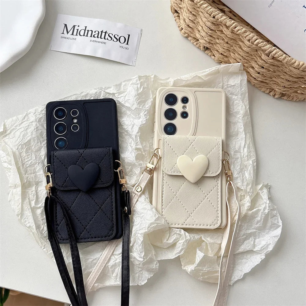 Crossbody Niedliche Brieftasche Kartenhalter Handyhülle für Samsung S25 Ultra S24 S21 FE S23 S22 Plus A54 A55 A35 A25 A15 A06 A16 A56 A36