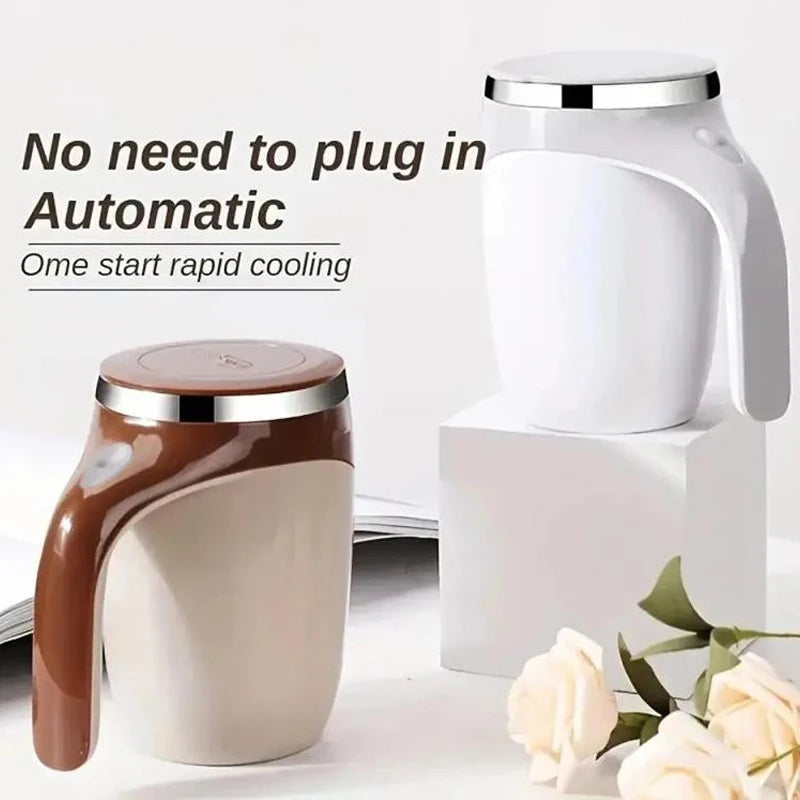 Tragbare automatische Rühr-Kaffeetasse, magnetisch, elektrisch, Edelstahl, selbstmischender Kaffeebecher, drehbar, für Zuhause, Büro, Reisen