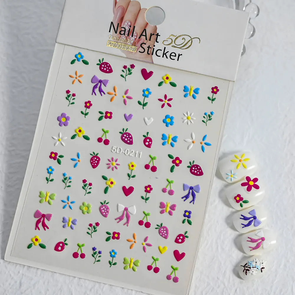 5d exquisite Gänseblümchen Nagel Aufkleber 1 Blatt bunte Blumen Nagel Aufkleber 8*10cm selbst klebende luxuriöse Gänseblümchen Nail Art Aufkleber Dekor 9 #