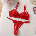 Damen-Set mit Blumenstickerei, Push-Up-BH und Höschen, 2-teiliges sexy Dessous-Set, transparente Bralette-Unterwäsche mit Bügel