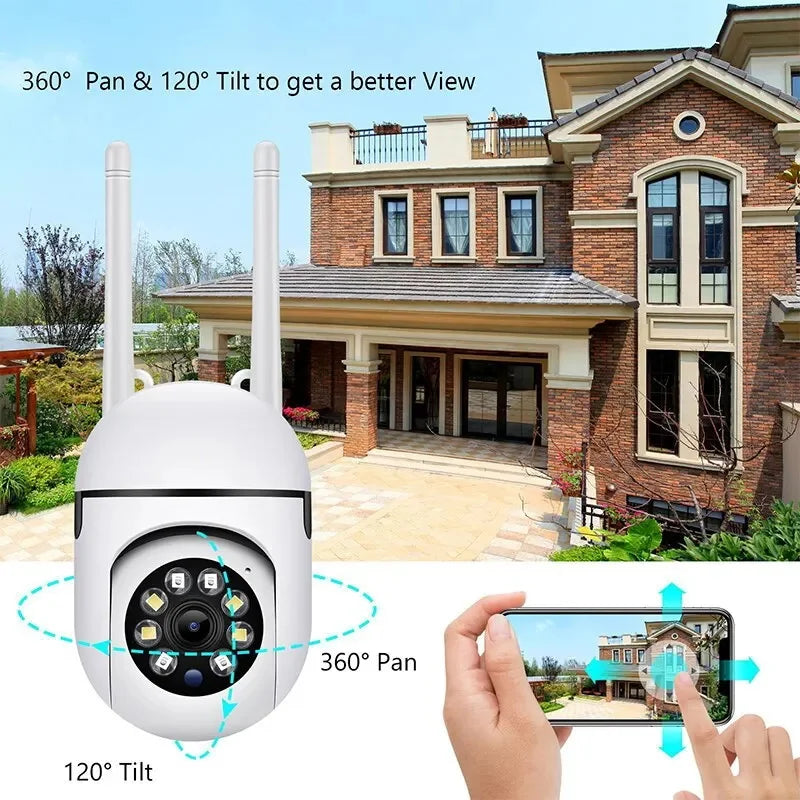 IP-Kamera, intelligente WLAN-Überwachungskamera für den Außenbereich, Heimsicherheit, CCTV-Überwachung mit Farbnachtsicht, kabelloses HD-2-Wege-Audio, 1080P