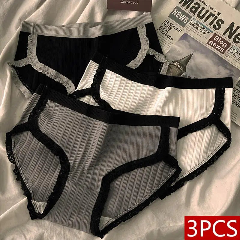 3 Teile/satz Baumwolle Höschen Mid-Taille frauen Unterwäsche Weibliche Atmungsaktive Unterhose Mädchen Einfarbig Briefs Kurze Sexy Dessous