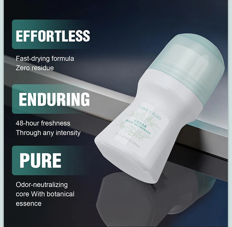 Flora Ruby Light Green Serie Deodorant Roll-On für Frauen und Männer Allzweck-Deodorant Aluminiumfrei Leicht zu Transportieren