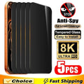 5 Stück Sichtschutzglas für iPhone 16 15 14 11 12 13 17 Pro Max Displayschutzfolie Anti-Spy Gehärtetes Glas für iPhone 15 Plus XR X XS