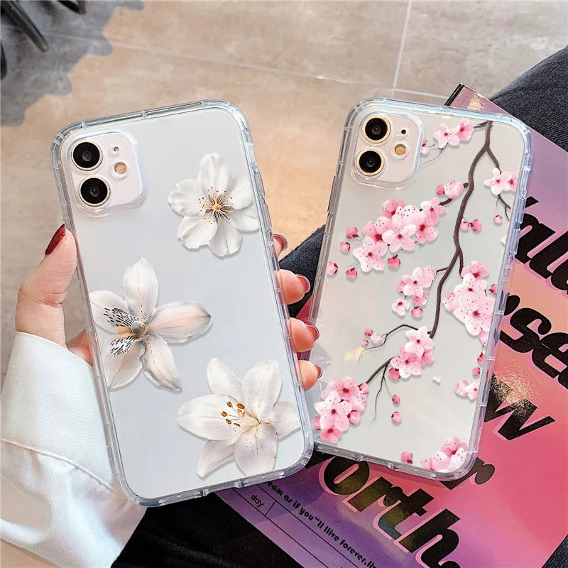 Blume Handyhülle für iPhone 17 Pro Hülle iPhone 16 14 13 11 12 15 Pro Max Air SE XR 7 8 Plus Silikon Soft TPU Clear Cover Funda