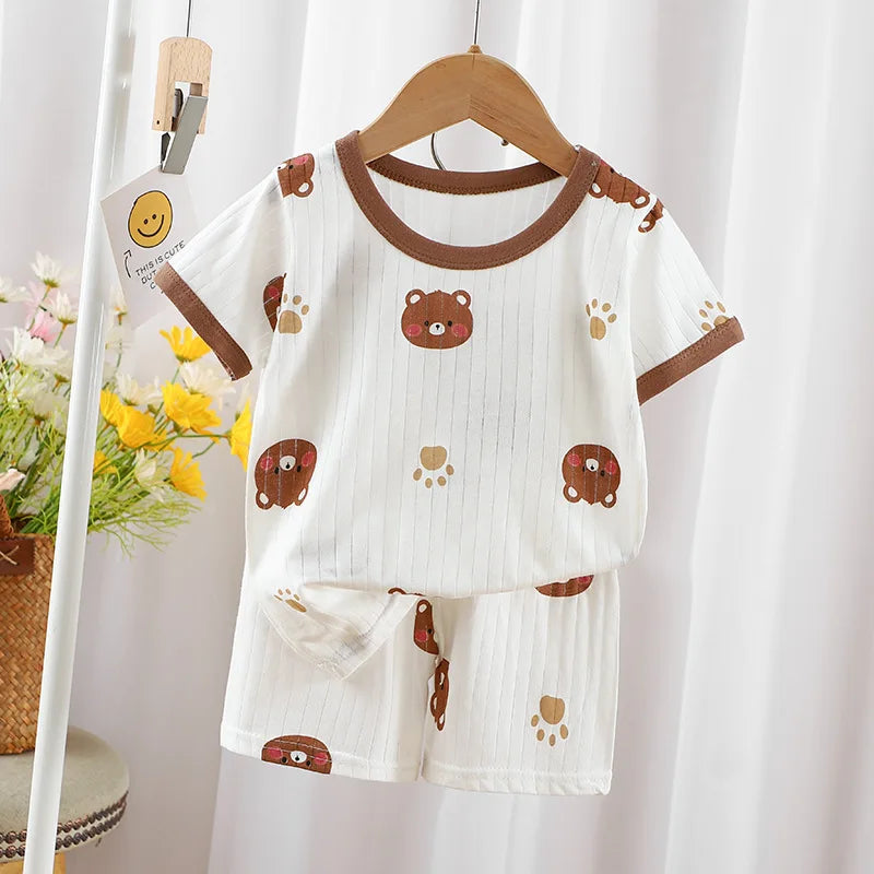 Kinder kleidung Sommer Kurzarm Home Nachtwäsche Kinder setzt Kinder Kleidung Junge Mädchen T-Shirt Shorts Baumwolle Anzug Baby