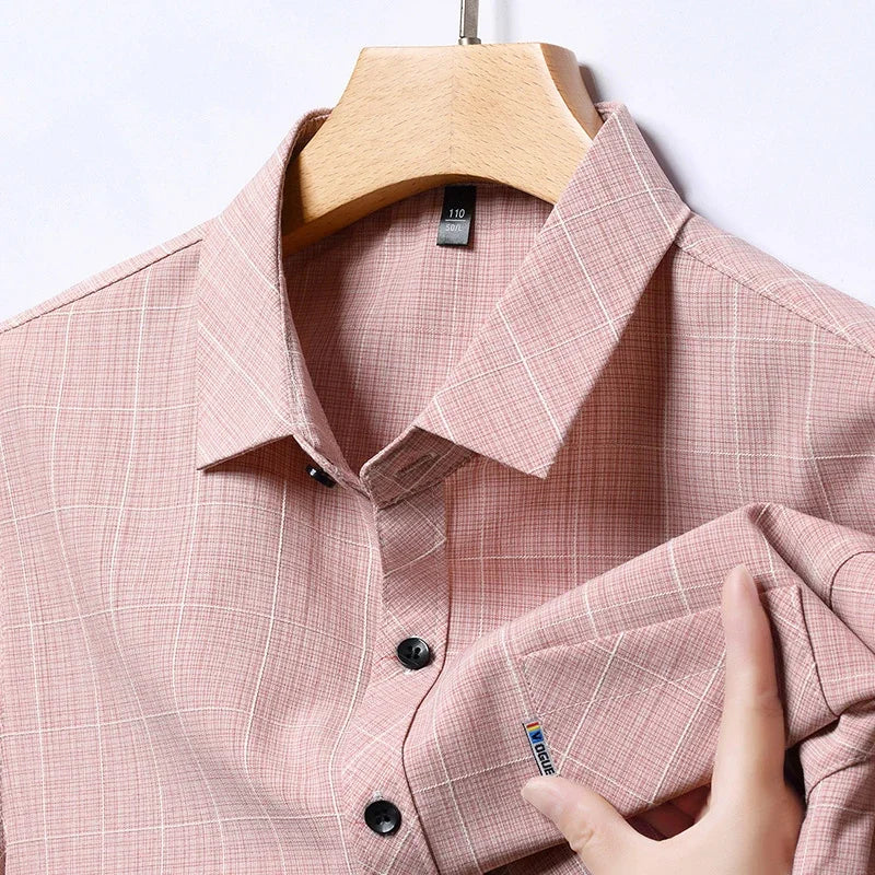 Neues, kurzärmliges, bedrucktes Business-Casual-Hemd für Herren mit Faltenbeständigkeit, kein Bügeln, bequemes, vielseitiges Oberteil für die ganze Saison