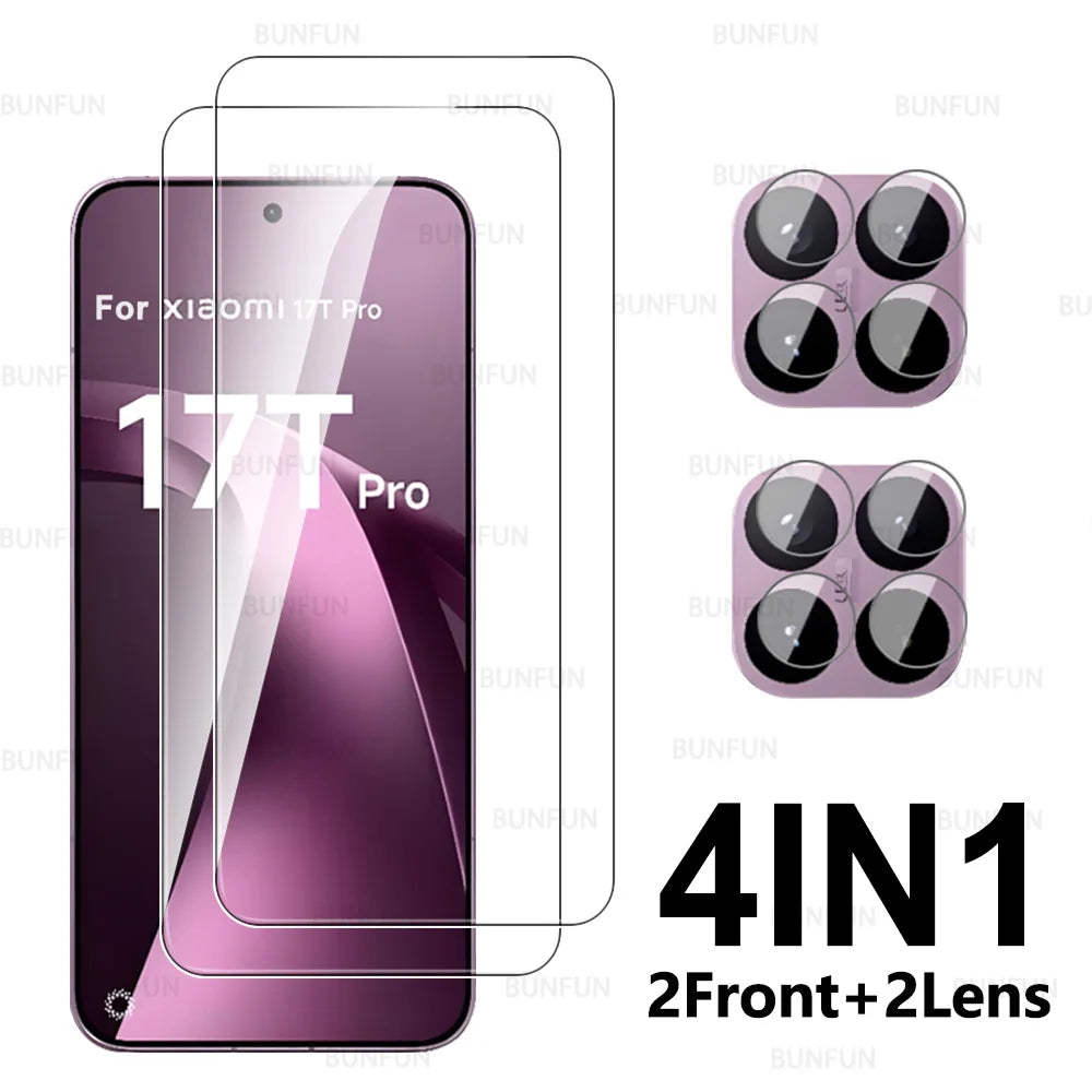 6-in-1 Schutzfolie für Xiaomi 17T Pro 5G: Displayschutz aus Glas, Kameraschutzfolie, Kameraobjektivschutz für Xiaomi 17T, 17T Pro, T17 – Klare Schutzabdeckung
