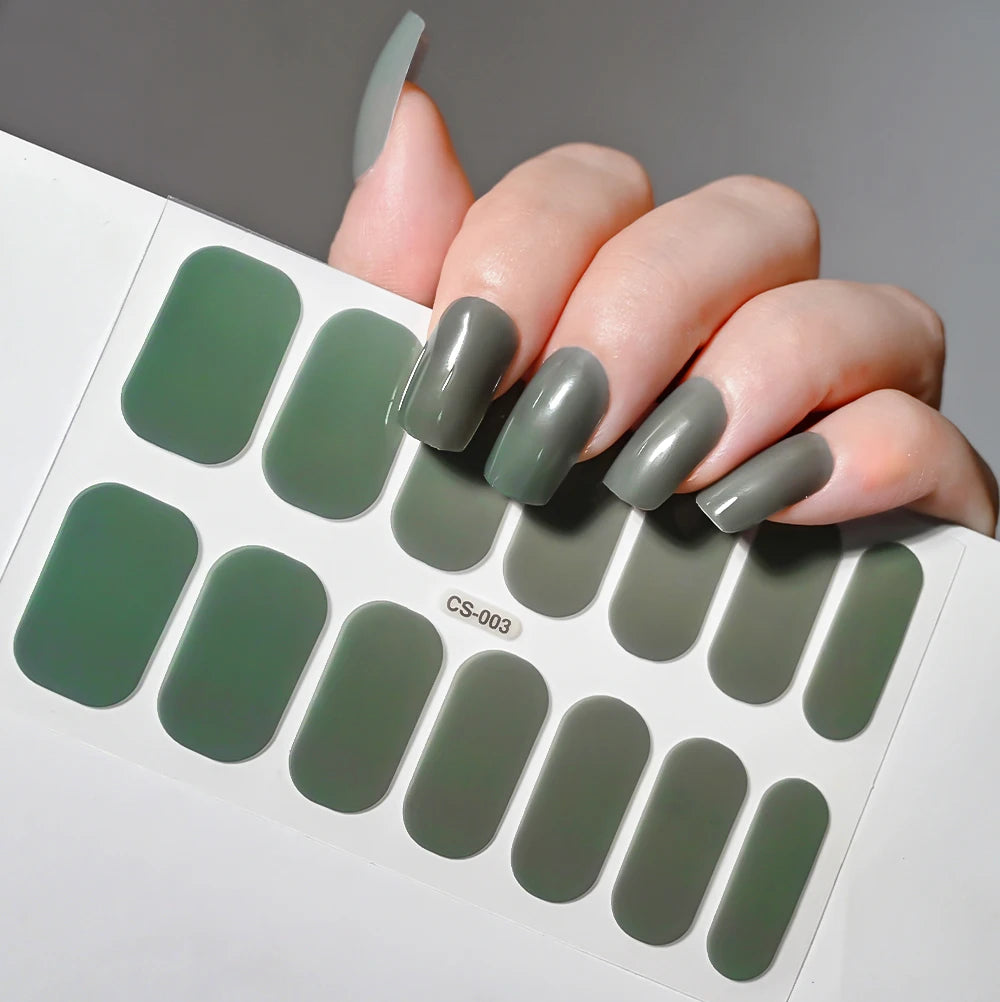 14 Tipps Full Wrap Nagellack Aufkleber Selbstklebende einfarbige Gel-Nagelstreifen Kunst Aufkleber Nicht halbgehärtete DIY Nageldekorationen
