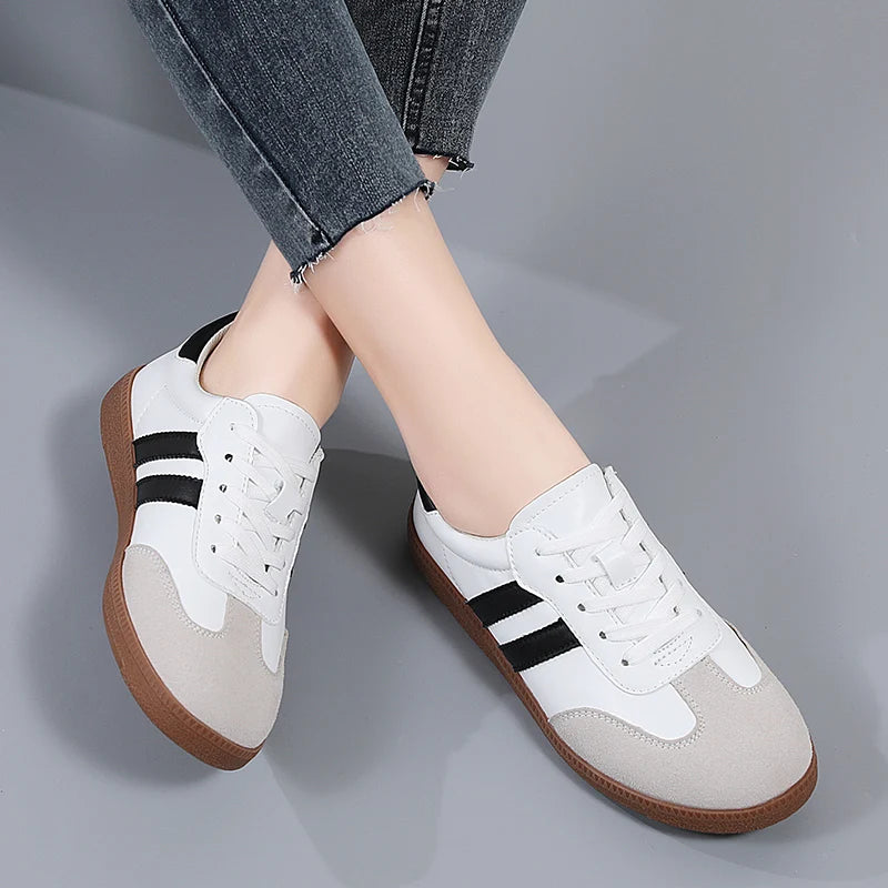 Frauen Schuhe Mode Lässig Wohnungen Vulkanisieren Schuhe Damen Outdoor Walking Turnschuhe Frauen Bequeme Klassische Schuhe Schwarz Weiß