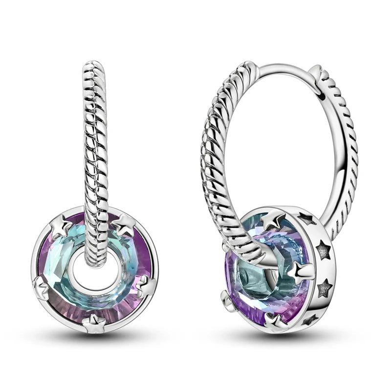 Original 925 Sterling Silber Gold Schlange Muster Abnehmbare Kristall Kreis Zirkon Creolen Für Frauen Partei Schmuck Geschenk