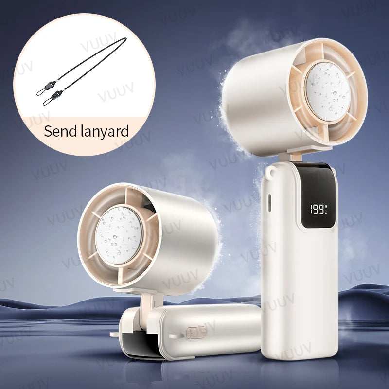 VUUV Mini-Handventilator - Tragbarer Turbo-Ventilator mit 100 Windgeschwindigkeiten, 2000mAh & Typ-C, Kühlgebläse, Reise-Kühlgerät