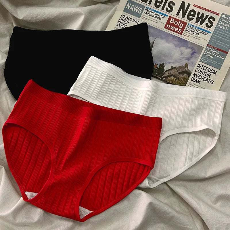 3 Teile/satz Sport Stil Baumwolle frauen Höschen Mädchen Unterwäsche Atmungsaktive Mittlere Taille Shorts Sexy Dessous Plus Größe Solide Briefs