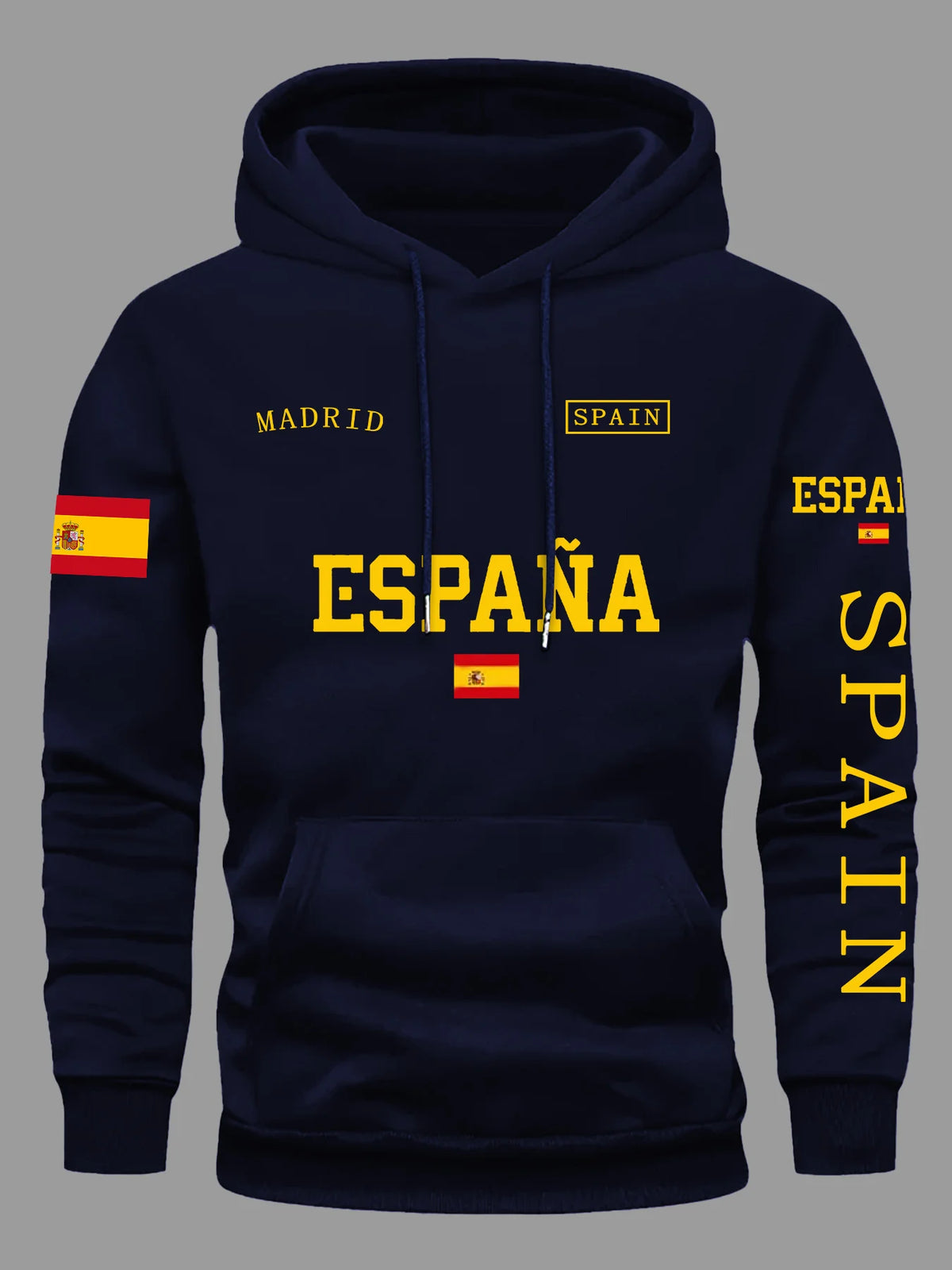 Kapuzenpullover mit spanischer Flagge, Grafikdruck, für Herren und Damen, Herbst und Winter, für den Alltag, Outdoor, Urlaub, Fitness, lässig, locker, warm, Sportbekleidung