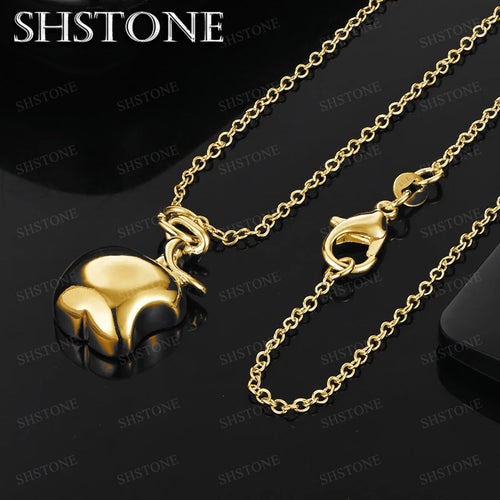 18K Gold 16-30 Zoll Kette mit gekerbtem Apfel-Anhänger für Damen, modischer Schmuck für Geburtstag, Party, Hochzeit, Verlobung