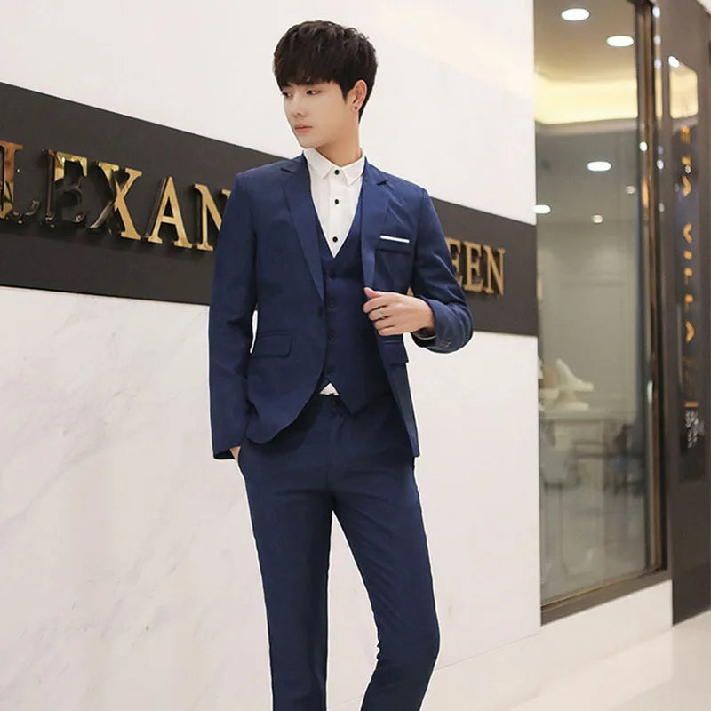 Lässiger Trauzeugen-Hochzeitsanzug, zweiteiliges Set, Business-Casual-Outfit für Herren, importiert, leicht, Business-Stil, flacher Kragen, hinten geteilt