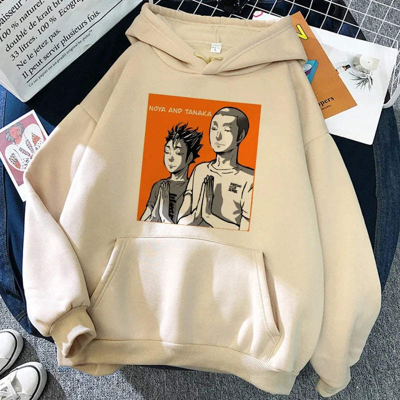90er Jahre japanische Anime Haikyuu Hoodies Frauen lustige Karasuno Fly High Grafik Streetwear Winter warme Mode männliche Sweatshirts Unisex