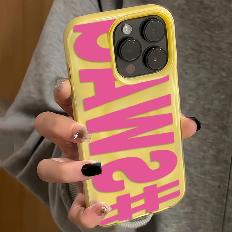SWAG Pink Letter Handyhülle für iPhone 17 16 Pro Max 15 14 Plus 13 12 11 Pro Max Air 16E Candy Wave Textur Weiche Schutzhülle