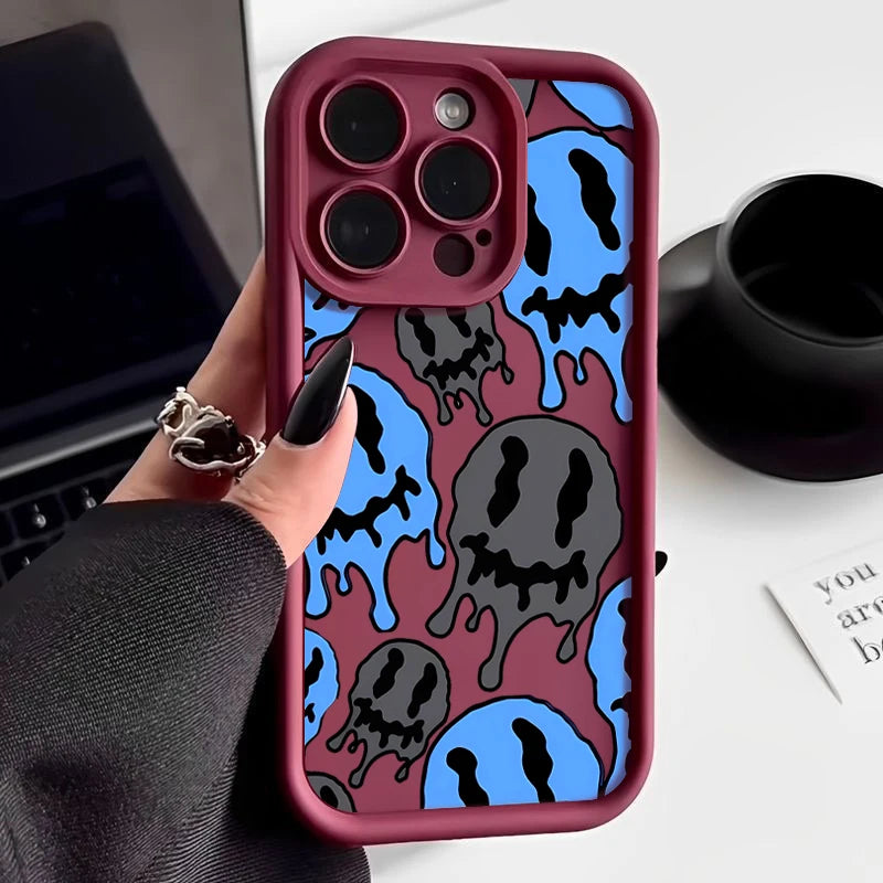 Geister-Skelett-gemusterte TPU-Softhülle für iPhone 15 16 14 Pro Max 13 12 11 Pro Max 16e stoßfeste Stoßstange Silikon-Telefonabdeckung