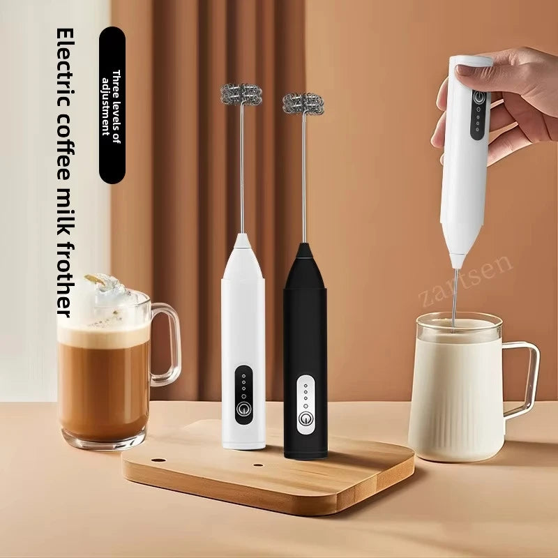 Kabelloser elektrischer Milchaufschäumer, wiederaufladbarer Milch- und Kaffeemixer, 3-stufiger Eierschläger für die Zubereitung von heißem Schokoladen-Latte-Schaum.