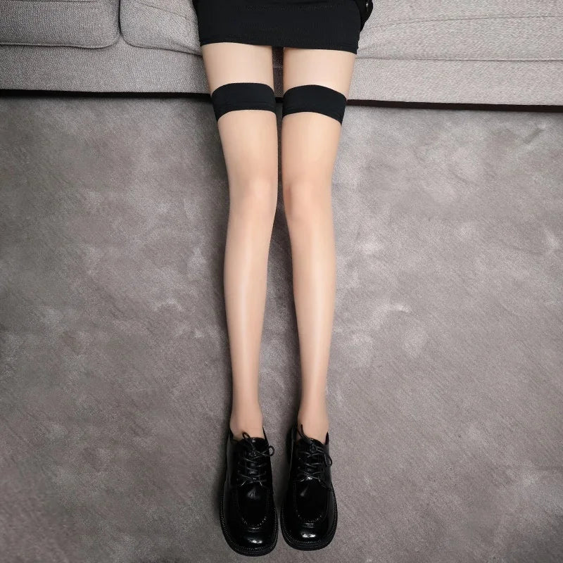 2026 Neu Übergröße Damen Seiden-Dünne Transparente Enge Hohe Schwarze Strümpfe Damen Mädchen Elastische Überknie-Lange Socken Frühling Sommer