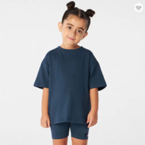 Neuheit Kleine Kinder Baby Mädchen Kleidung 2 Stück Trainingsanzug Set Übergroßen Kurzarm Baumwolle T-shirt + Leggins Shorts Sport Anzug