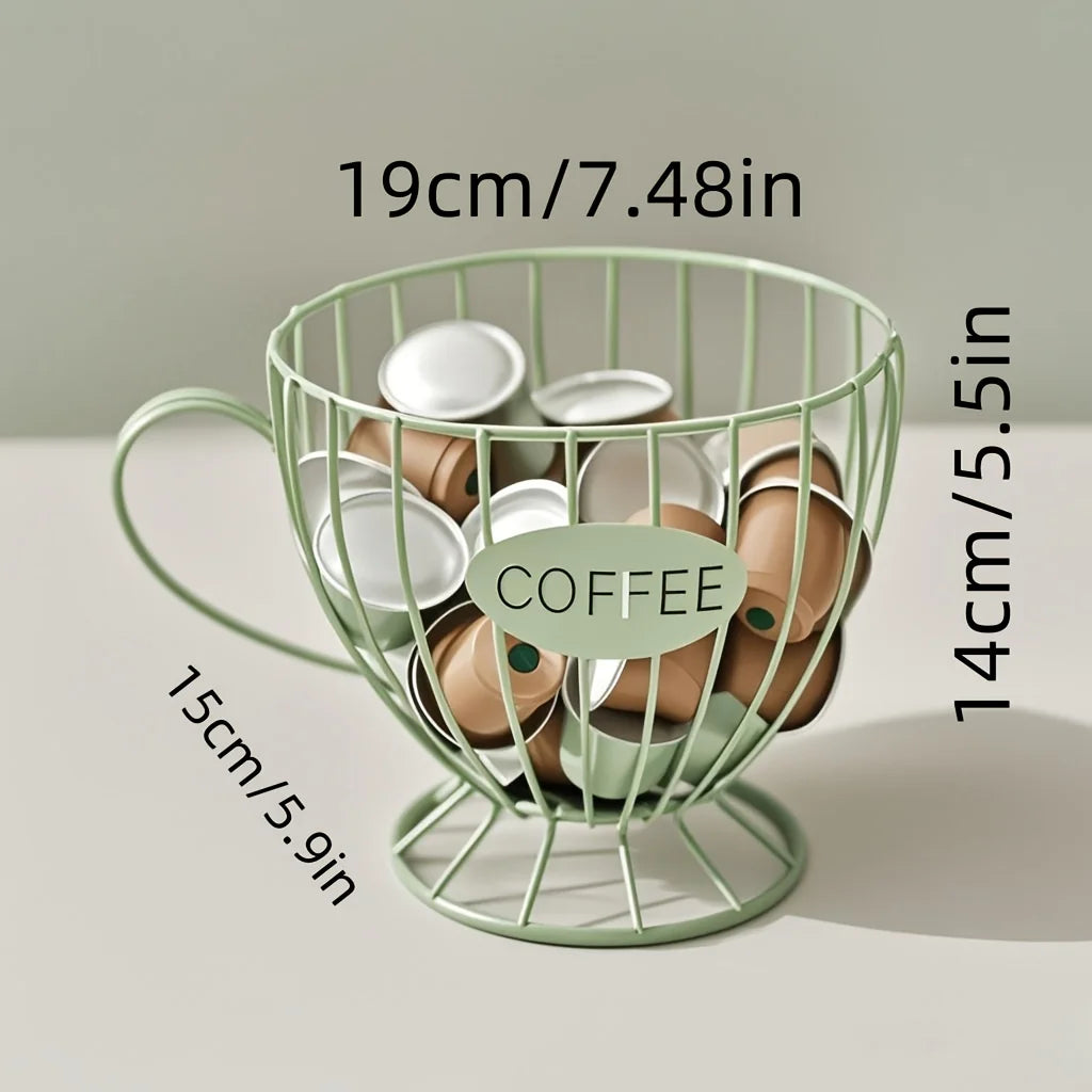 1-teiliger Aufbewahrungskorb für Kaffeekapseln, mit stabiler und langlebiger Rahmenbasis aus Eisen, geeignet für Kaffeekapseln und Snacks